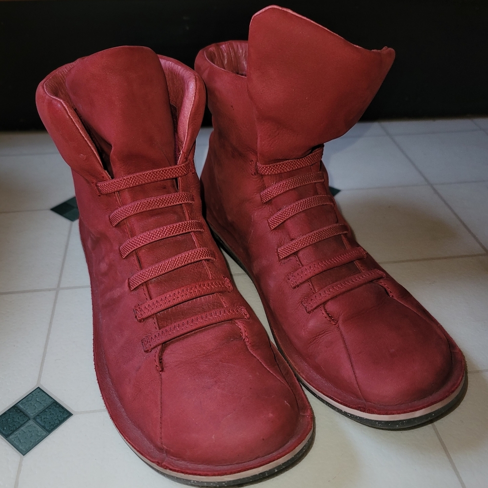 Camper Red Leather Boots